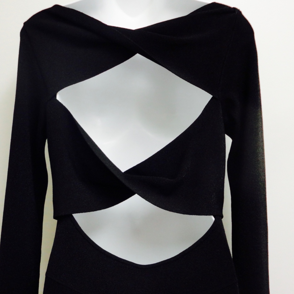 Club Monaco Italian Knit Blk Flare Skater Dress L